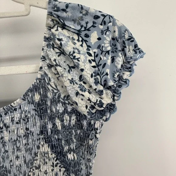 VTG Women's Size Medium Dress Blue Y2K 90s Fairy Boho Floral Milkmaid Coquette - Picture 2 of 10